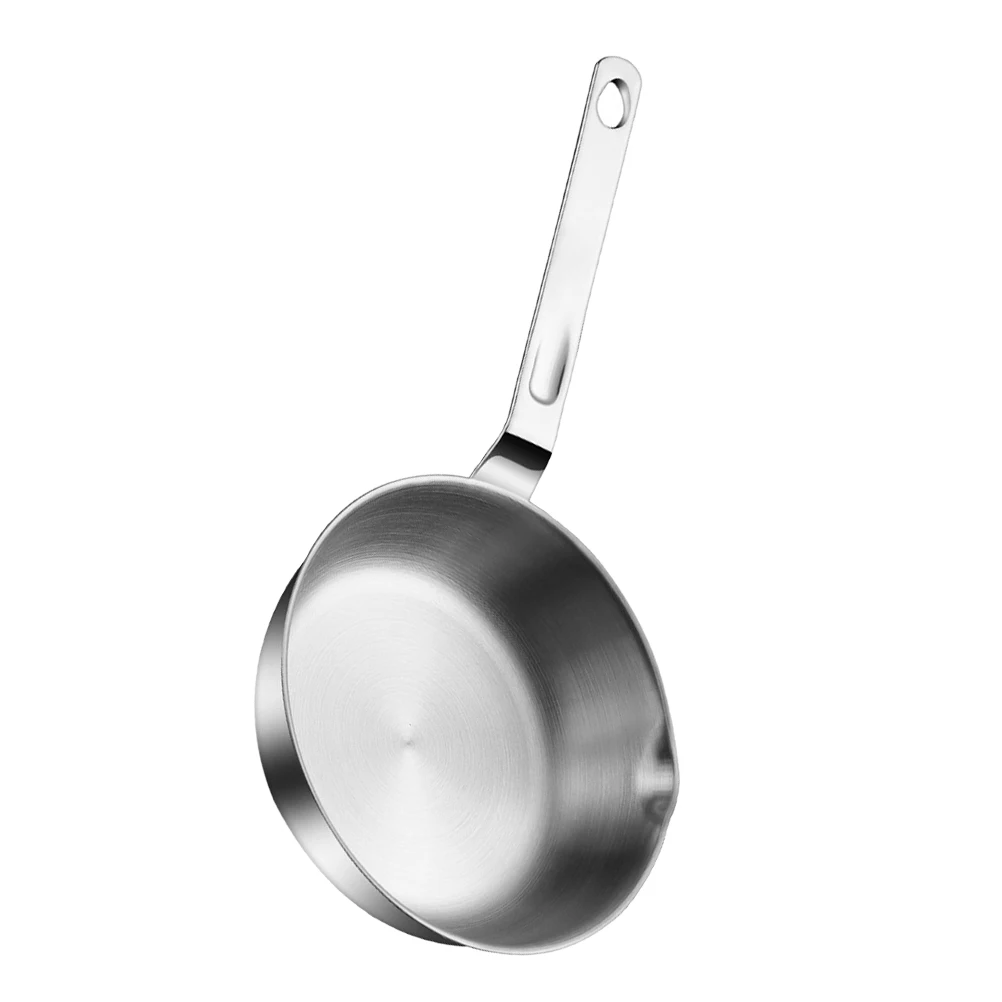 

Stainless Steel Frying Pan Skillet Small Sauce with Spout Saucepan Pour Mini Pot
