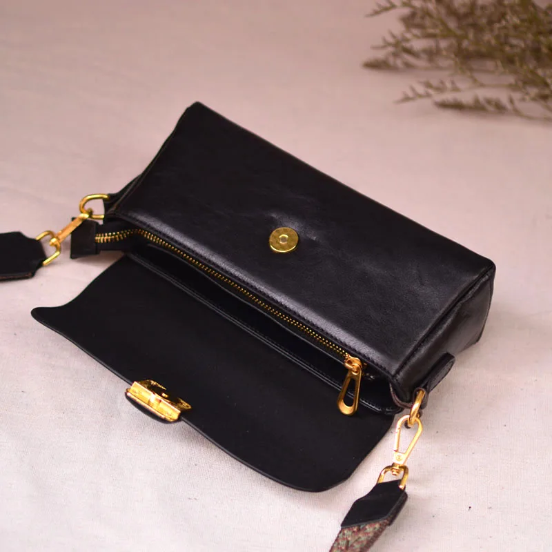 AETOO  Vintage Kun bag classic cowhide women's bag autumn new single shoulder commuter crossbody bag leather women's bag cover b image 5