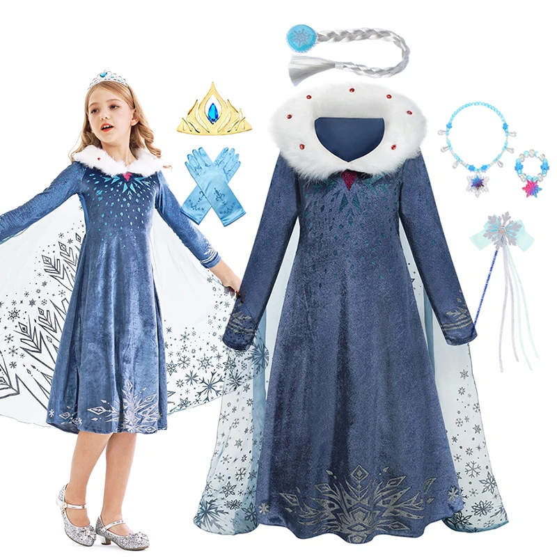 فساتين أميرات ديزني فروزن آنا إلسا فستان ترتر شبكي للأطفال أزياء ملكة الثلج التأثيرية لحفلات أعياد الميلاد #4