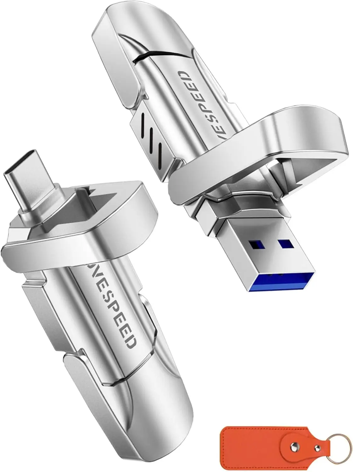 

Флеш-накопитель USB-C с двумя портами, 256 ГБ, скорость 400 МБ/с для iPhone/Android/MacBook/TV