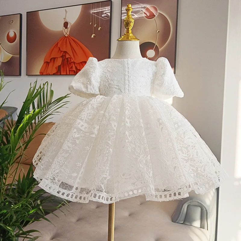 Fashion Baby Girl Princess Lace Tutu Dress Infant Toddler Child Puff Sleeve Embroidery Vestido Party Birthday Baby Clothes 1-12Y