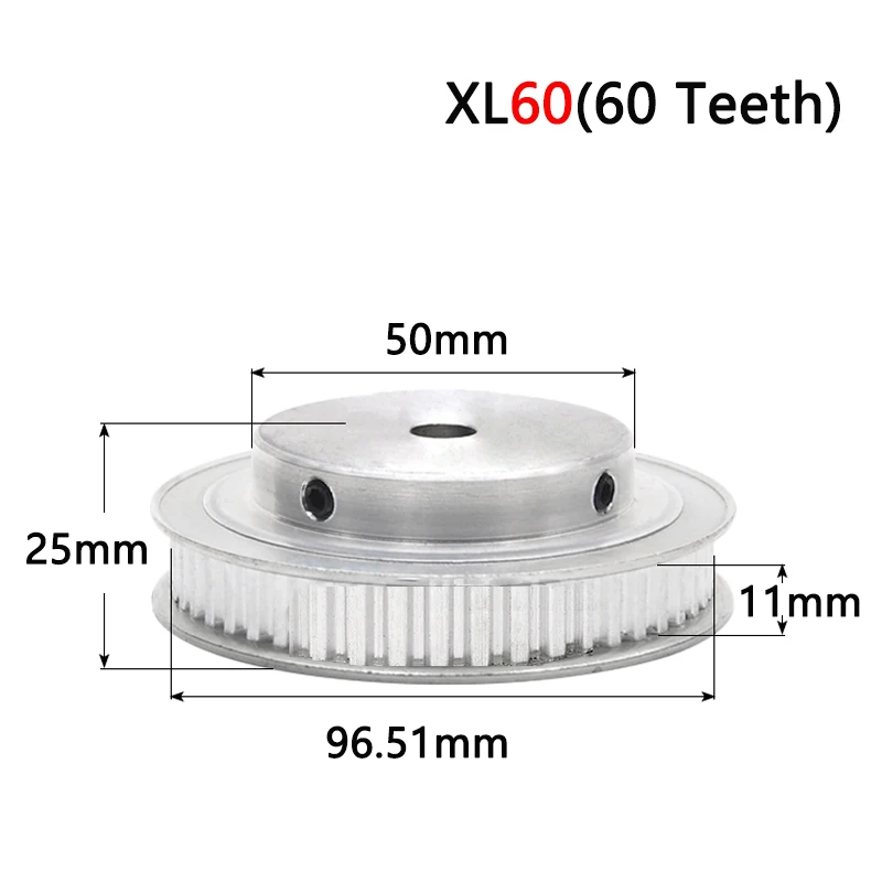 1pc 60T XL Timing Pulley Bore 6 8 10 12 14 15 17 19 20 22 25mm Aluminum Alloy 60 Teeth Synchronous Wheels for Belt Width 10mm