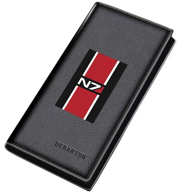 Red rectangle white stripes black background Men's Long Wallets Business Stylish Printing Design Casual Use Christmas Valentine'