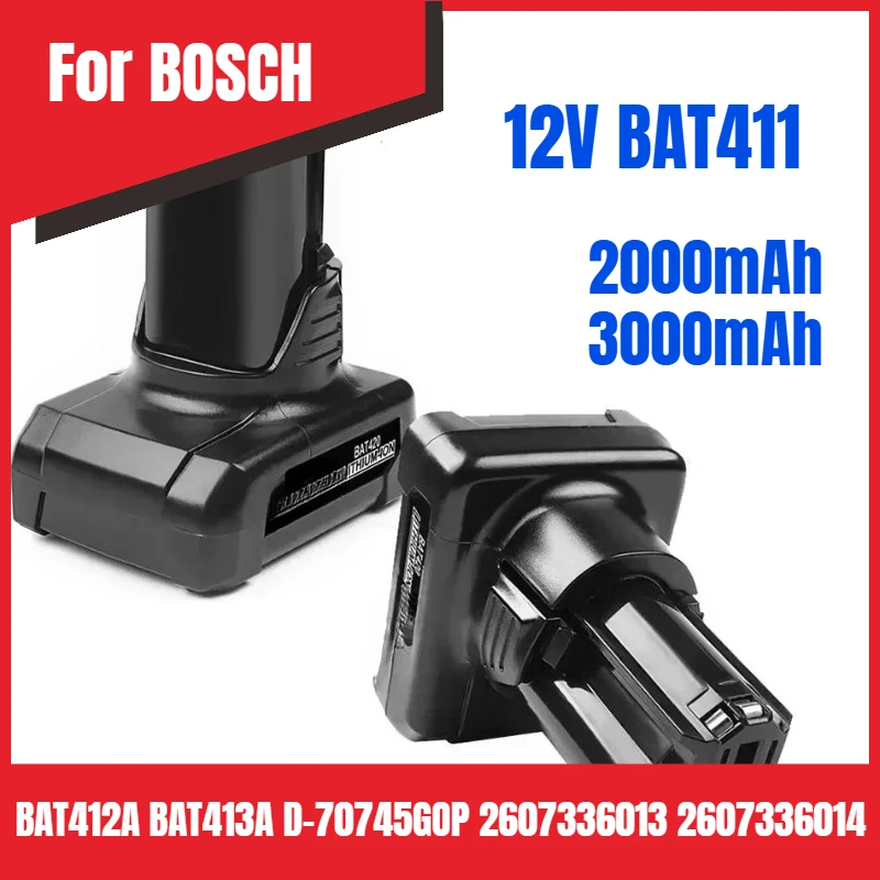 

For BOSCH 12V BAT411 Replacement Battery BAT412A BAT413A D-70745GOP 2607336013 2607336014 PS20-2 Tool Battery