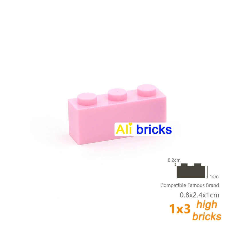 30pcs/lot Bulk Blocks Building Bricks Thick 1X3 Educational Assemblage Construction Toys for Children Size Compatible With Brand