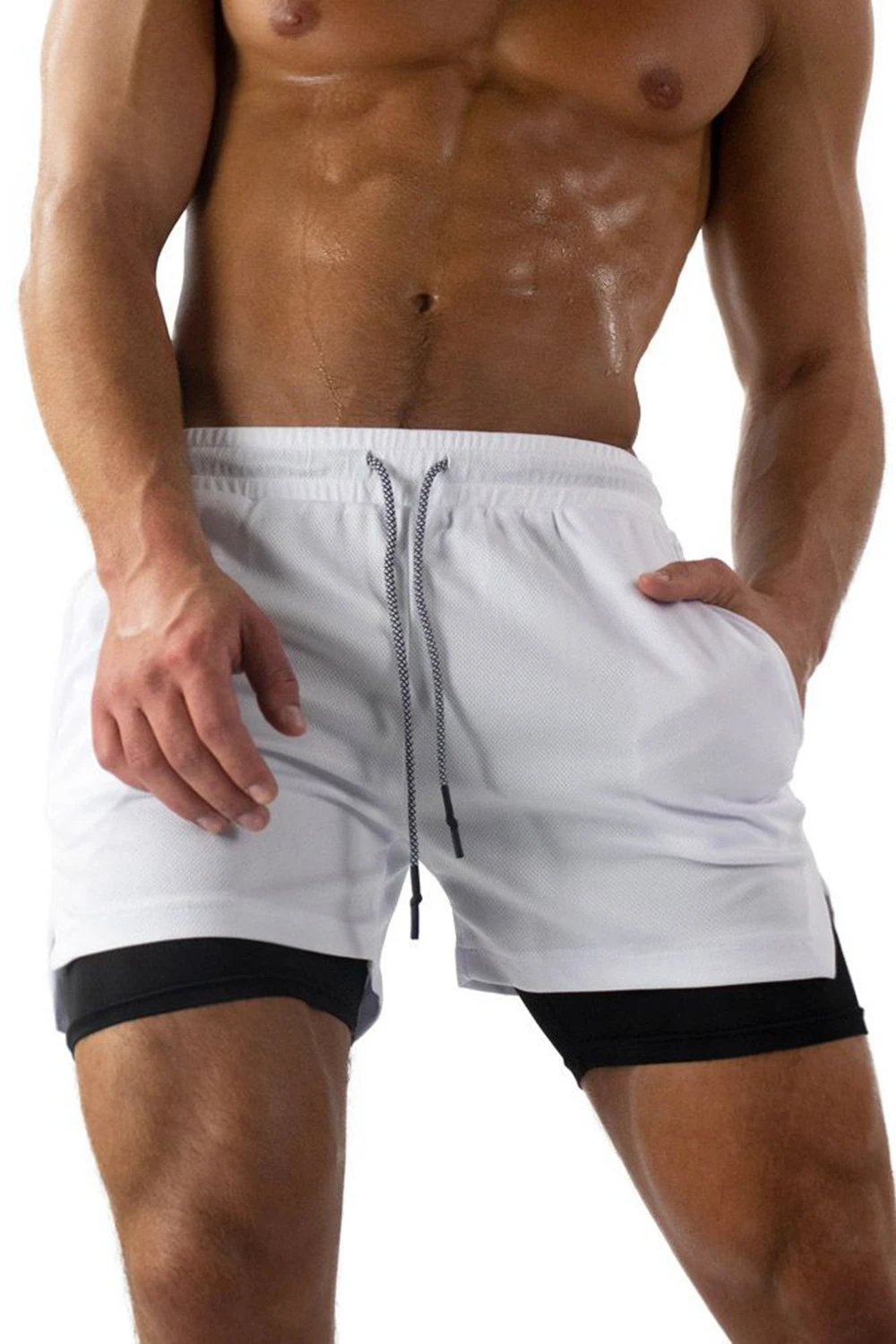 2025 الرجال السراويل الرياضية اثنين في واحد تنفس عادية التجفيف السريع طبقة مزدوجة السراويل الصيف تشغيل رياضية الصالة الرياضية ShortsM-3XL #1