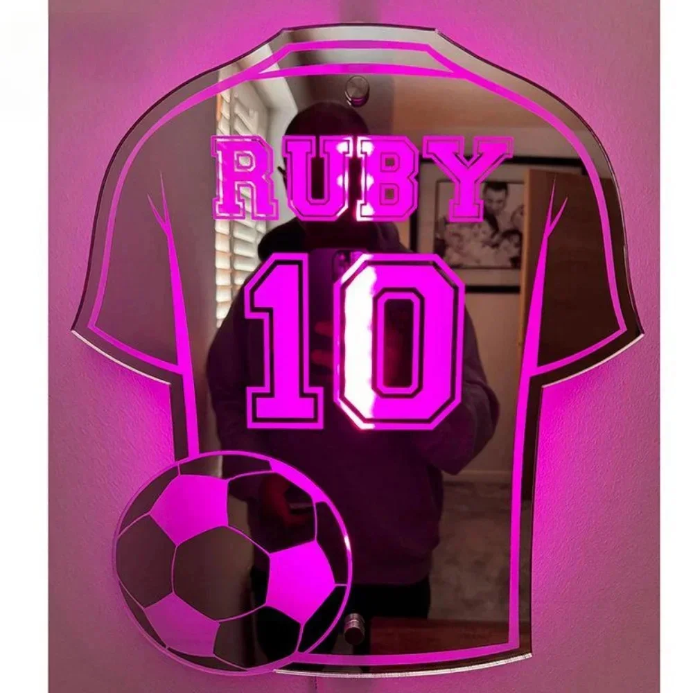 Personalized Football Jersey Mirror Light RGB Wall Light Remote Control Lamp For Esports Room Bedroom Bar Decoration Night Light