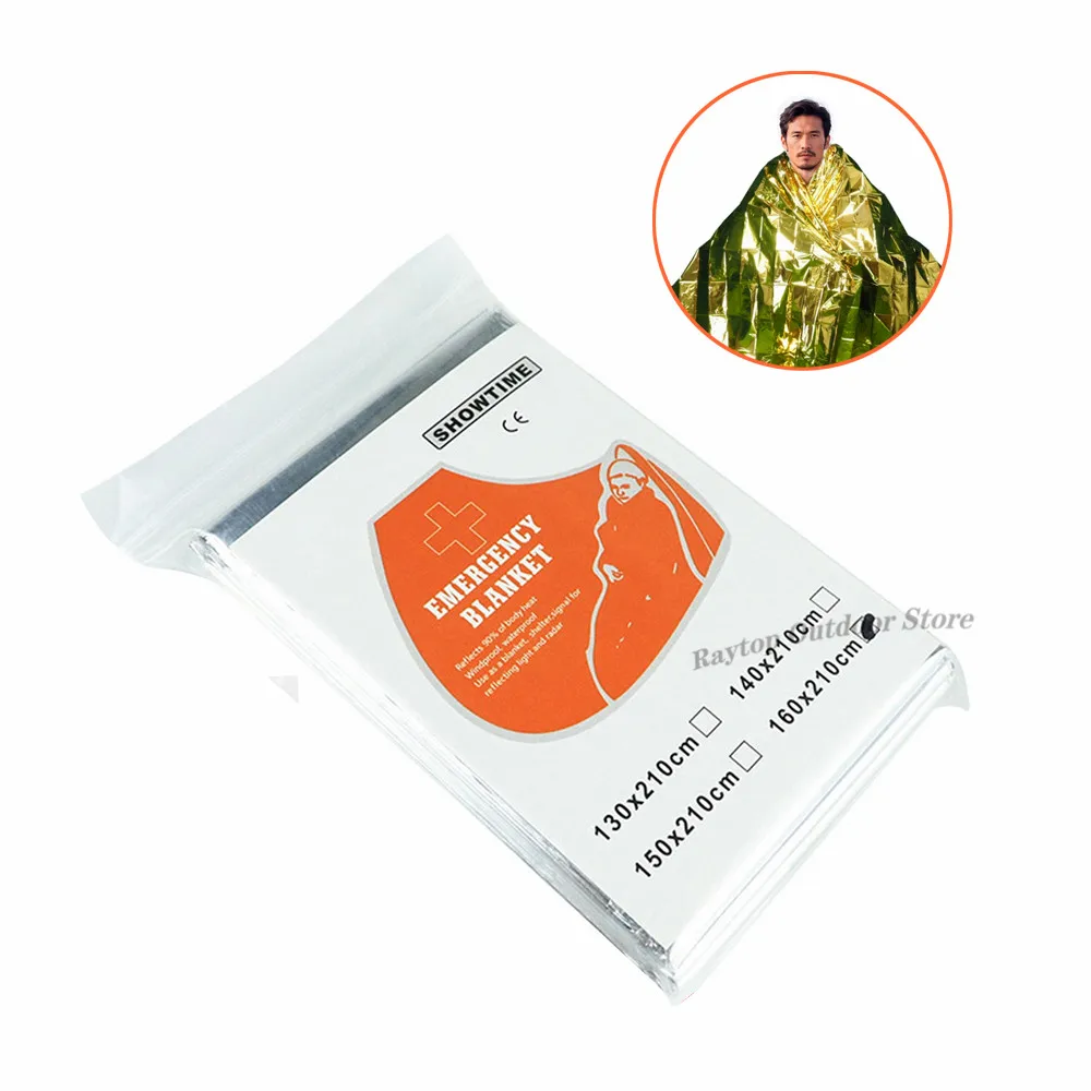 Safety Survival Gear Emergency Survival Blanket First Aid Kit Waterproof Thermal Blanket for Outdoor Rugs Camping Throw Blanket