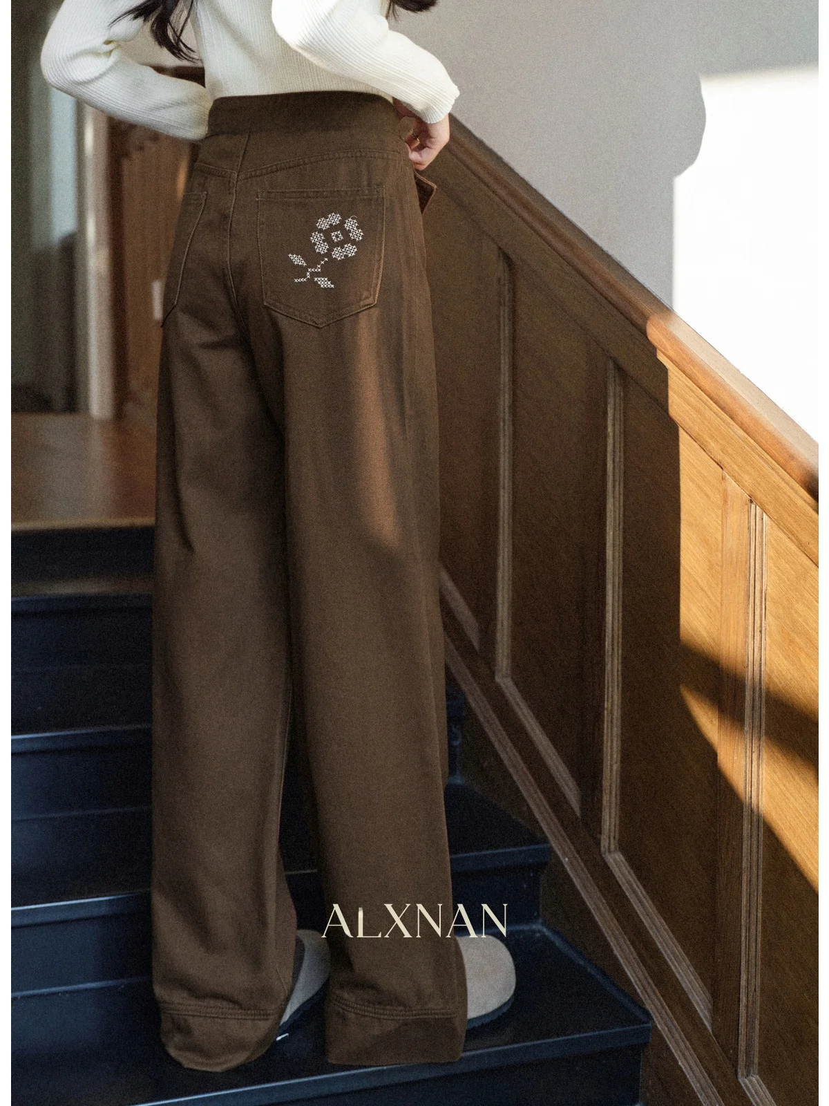 

Женские джинсы South Deer Paris Bubble Vintage Brown с широкими штанинами, повседневные, прямого кроя, свободные, осенние, длинные брюки