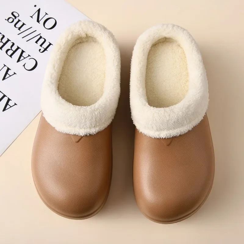 2026 Winter Fashion Warm Short Plush Platform Women's Slippers Home Fur Fluffy Slippers Waterproof Thick Bottom Furry Man Shoes