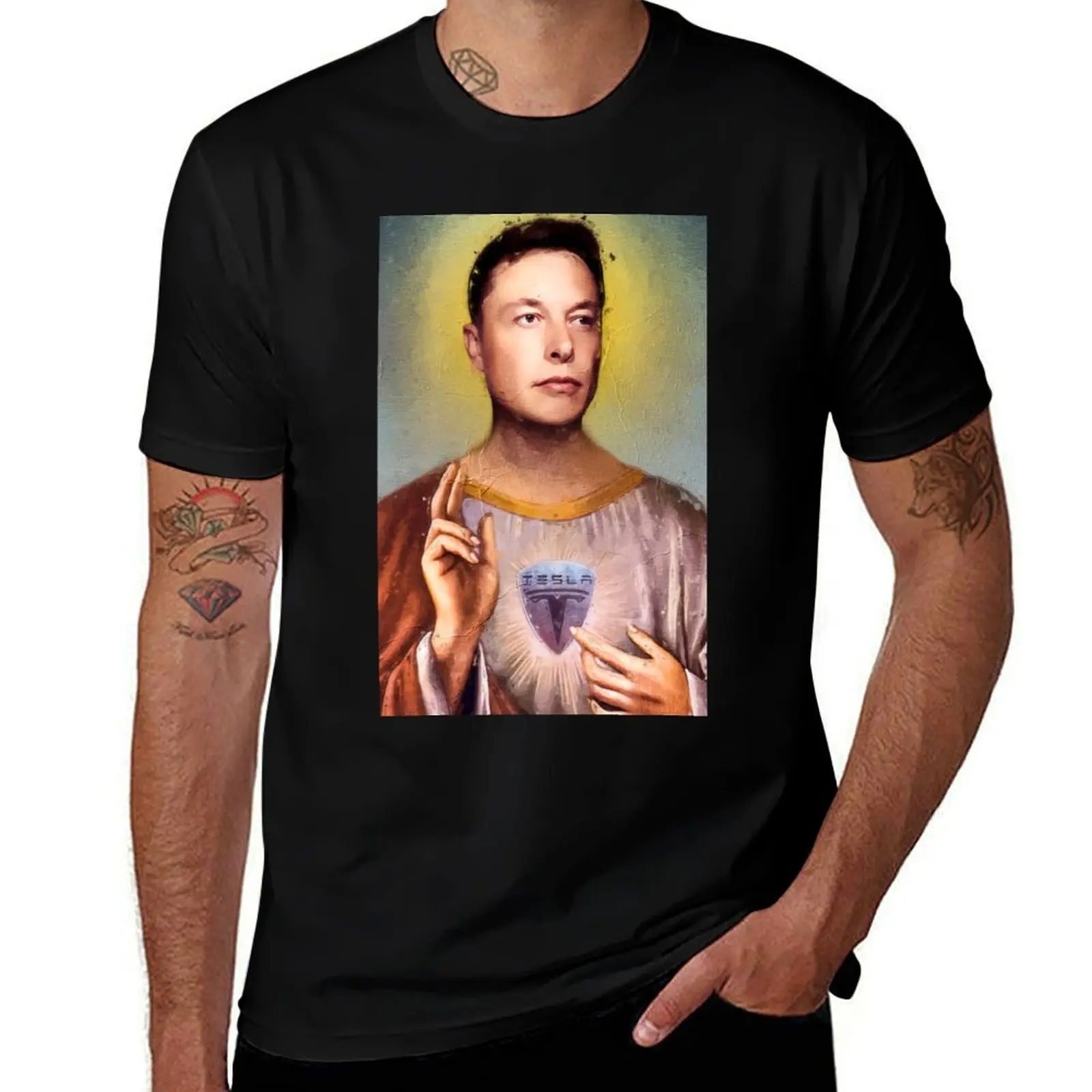 

Saint Elon Musk T-Shirt tops clothes Short sleeve tee sports fans mens designer clothes
