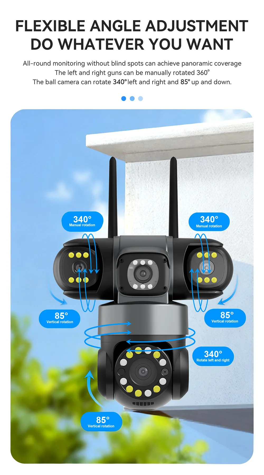 6MP UHD  Yoosee APP Triple Lens Wireless PTZ IP Dome Camera Full Color AI Humanoid Detection Home Security CCTV Baby Monitor