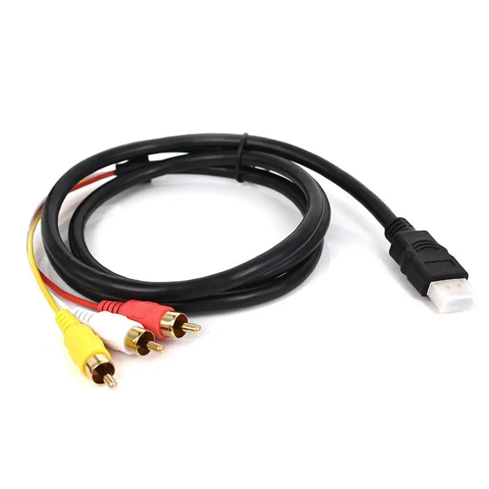 HDMI RCA Kablosu 1080 P 5ft/1.5 m HDMI Erkek 3-RCA Video Ses AV Kablosu Konektörü Adaptörü Verici TV HDTV DVD 2025 W1R1