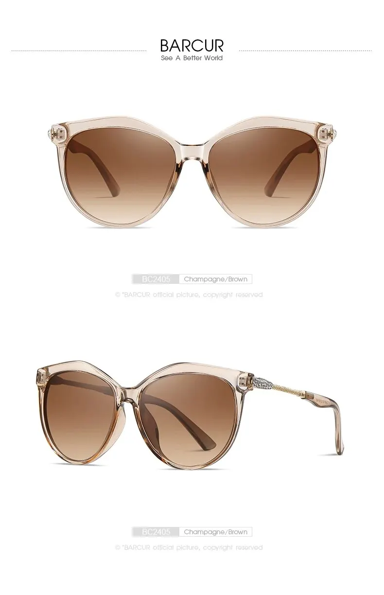Barcur polarisierte Cat Eye Sonnenbrille Frauen Farbverlauf runde Sonnenbrille für Frauen oculos lunette de soleil femme – Detail 12