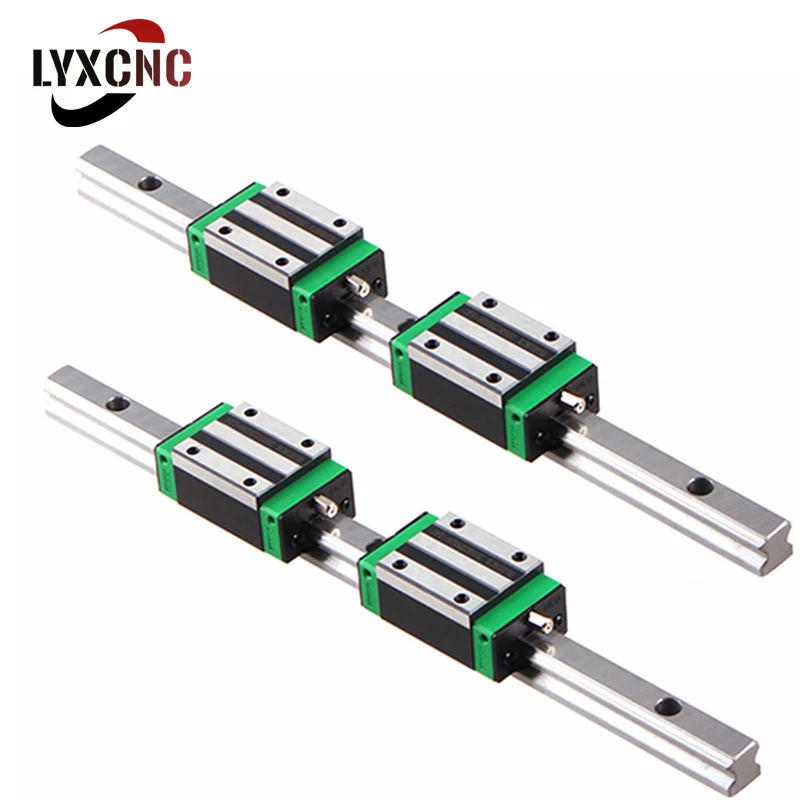 

2pc HGR15 HGR20 Square Linear Guide Rail +4pc HGH15CA HGW15CC HGH20CA HGW20CC Flange Router Engrave L300-800mm 400mm 500mm 600mm