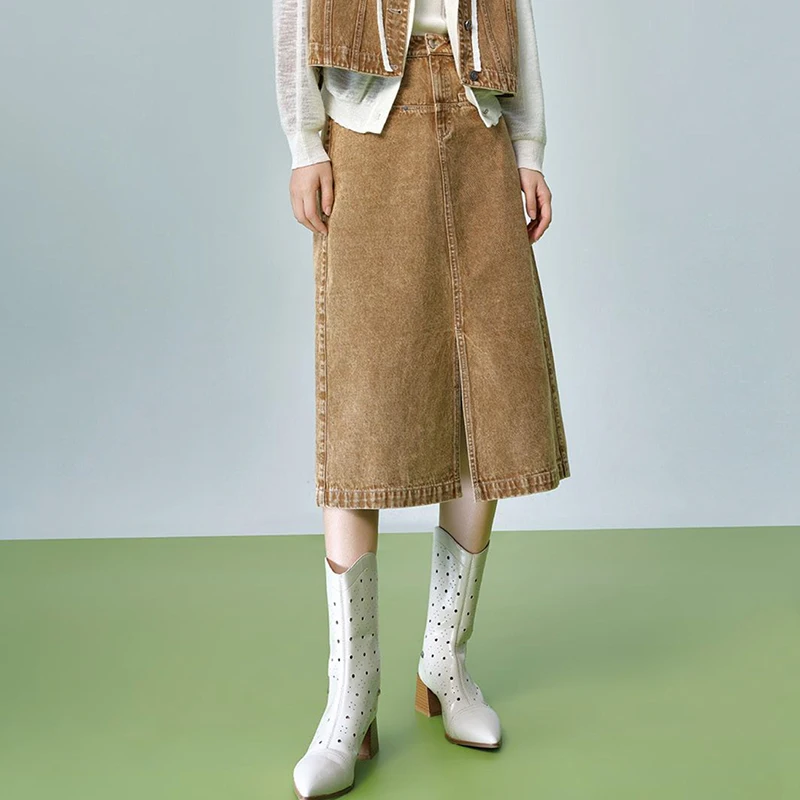 

Brand Women's Denim Workwear Skirt Autumn 2025 mid Waist Other Fabric Stand Fit Daily Wear No Brand Registered Trademark