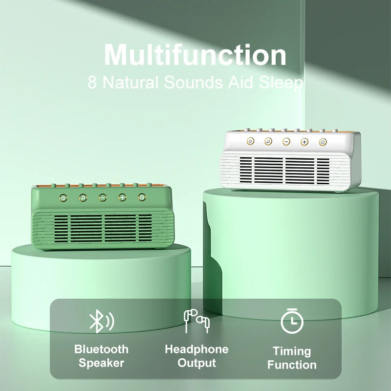 2024 최신 파란색 치아 스피커 5.0 3 가지 색상 사용 가능 진정 소리 수면 보조 타이밍 기능이있는 백색 소음 기계