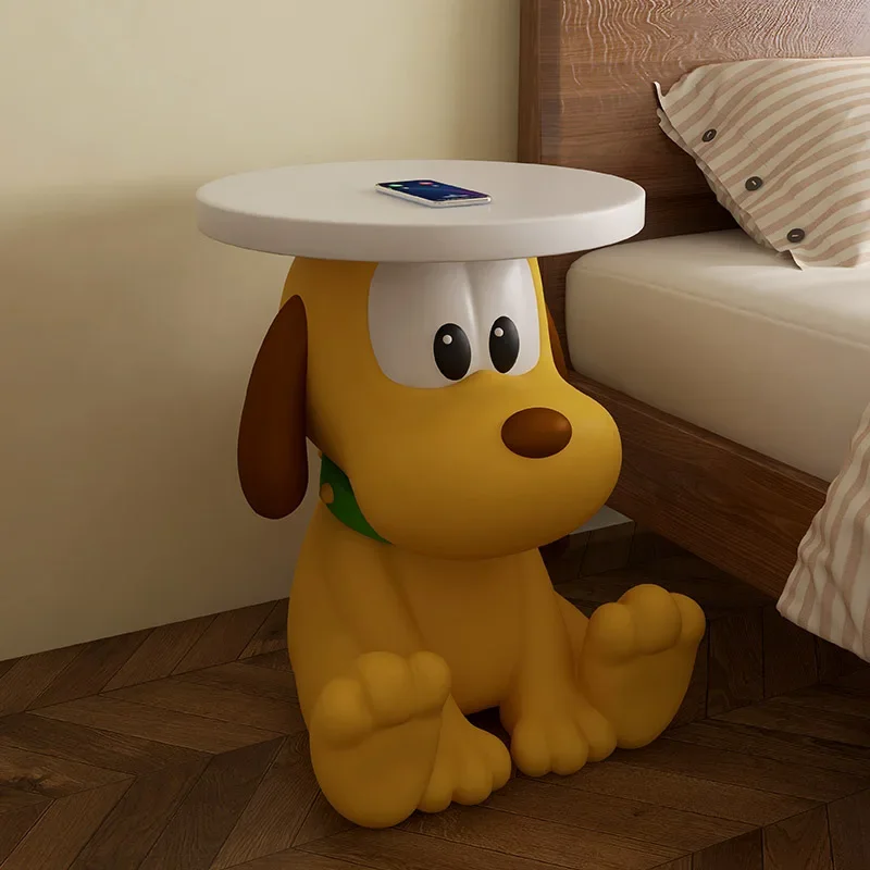 Sculpture Yellow Dog Tea Table Home Living Room Sofa Corner Table Floor Decoration Bedroom Bedside Cabinet Furniture Customized