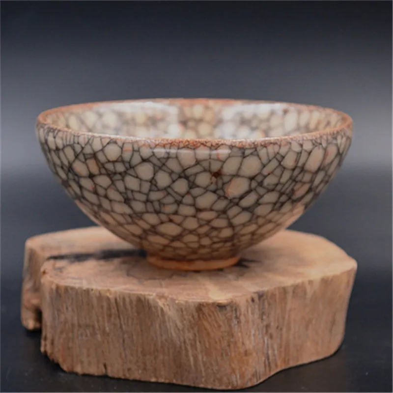 Collection of Jingdezhen Song Guan kiln gold wire, ice cracked glaze, bamboo hat bowl and tea cup