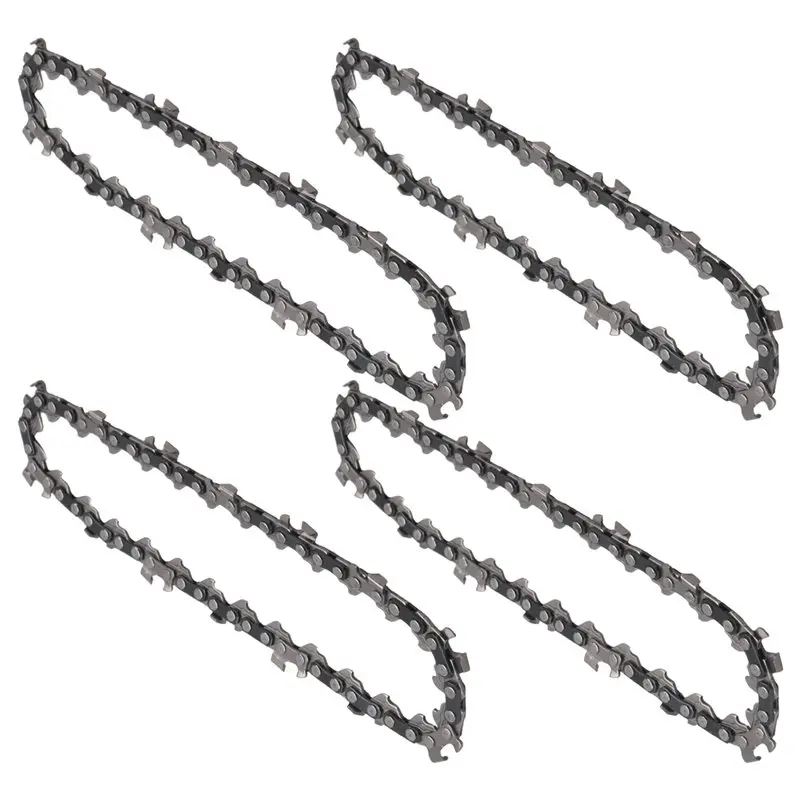 B62B-4Pcs Mini Chainsaw Chain 4 Inch Guide Saw Chain 1/4 LP Pitch, 28 Sections For Electric Protable Handheld Chain Saw Easy Ins