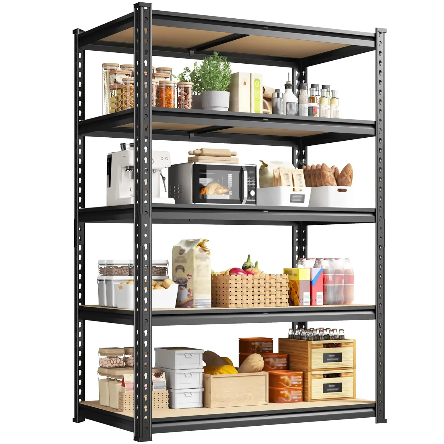 

5-уровневая регулируемая металлическая полка для хранения 1980 фунтов, кухонный шкаф, гаражный шкаф, 72x36x16 дюймов, по индивидуальному заказу