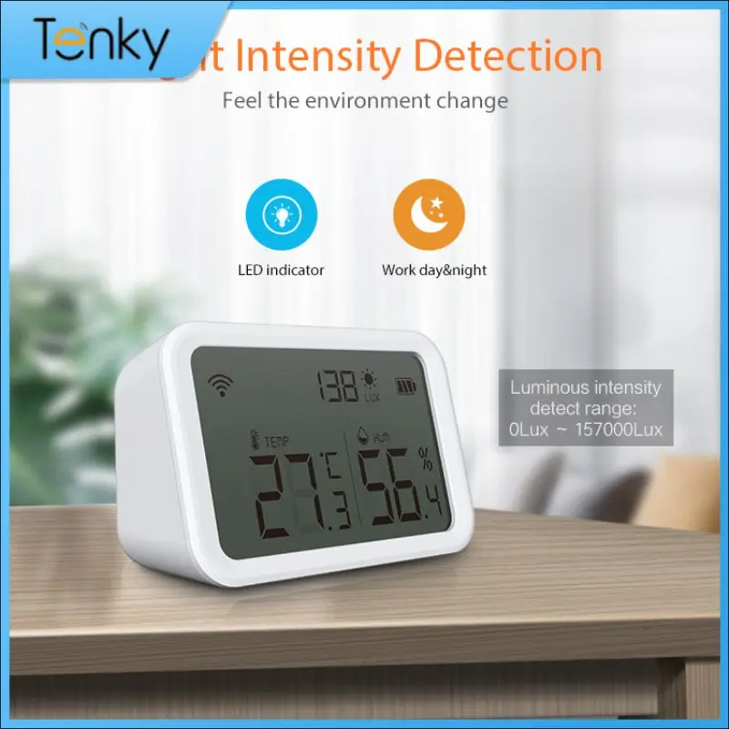 

Humidity Detector Large Display Indoor Light Intensity Detection Smart Home Temperature Sensor App Control