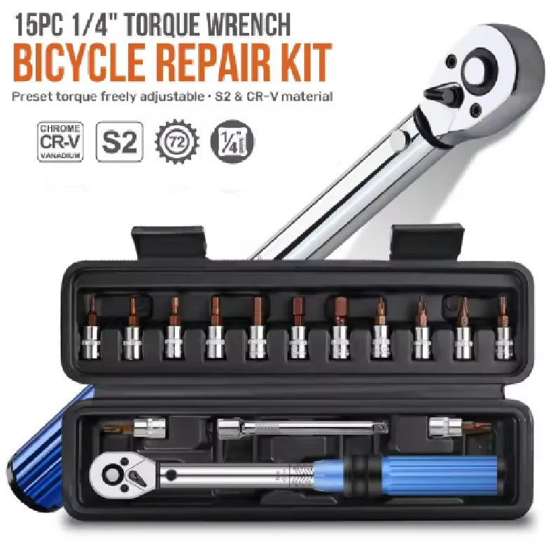 Quick-release Torque Wrench Repairing Tool High Precise Torque Preset Wrenches 2-24N.m Torque Adjustable 1/4inch Ratchet Wrench