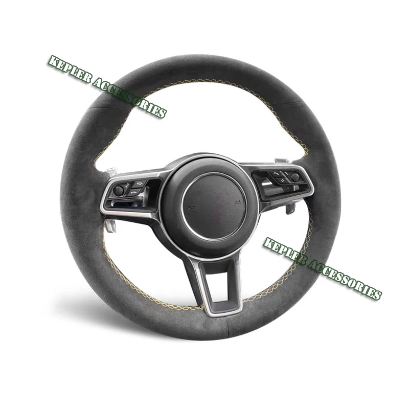 Genuine Leather Steering Wheel Cover for Alcantera Car Accessories for Porsche 911 718 Boxster Cayman 918 Cayenne Macan Panamera