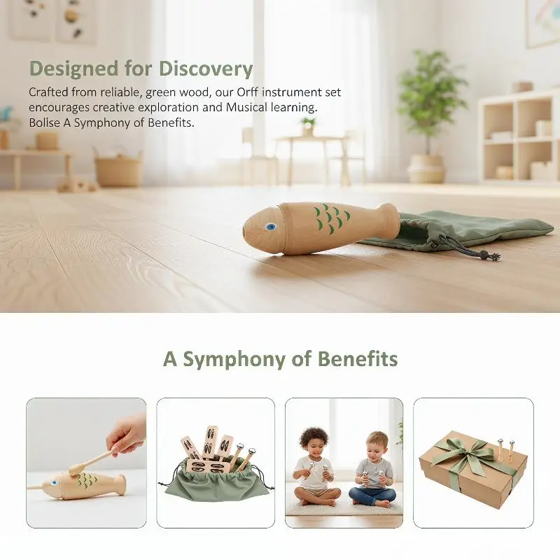 Musical Instruments Toys For Toddler Baby Wooden Percussion Instruments Toy Hand Held Preschool Educational Music Toy
