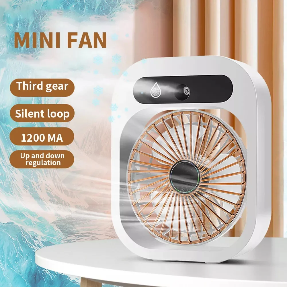 

Portable Air Conditioning Fan Spray Humidified USB Quiet Mobile Air Conditioner Cooling Cooler Fan 3 Speeds For Desktop Office