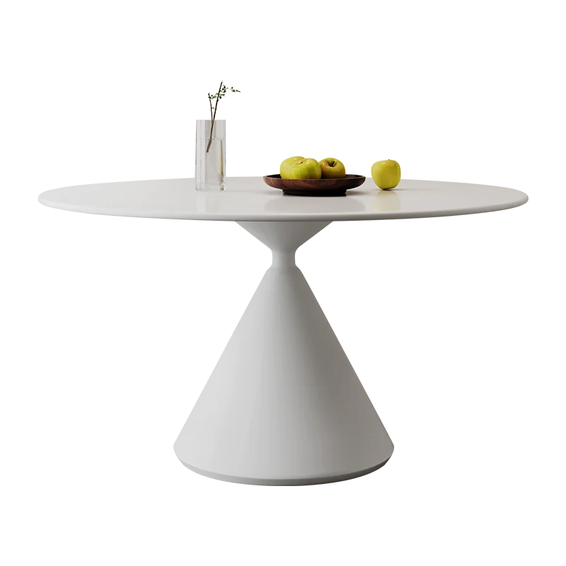 Tables Pure white matte rock slab round dining table and chair combination small apartment modern pure black