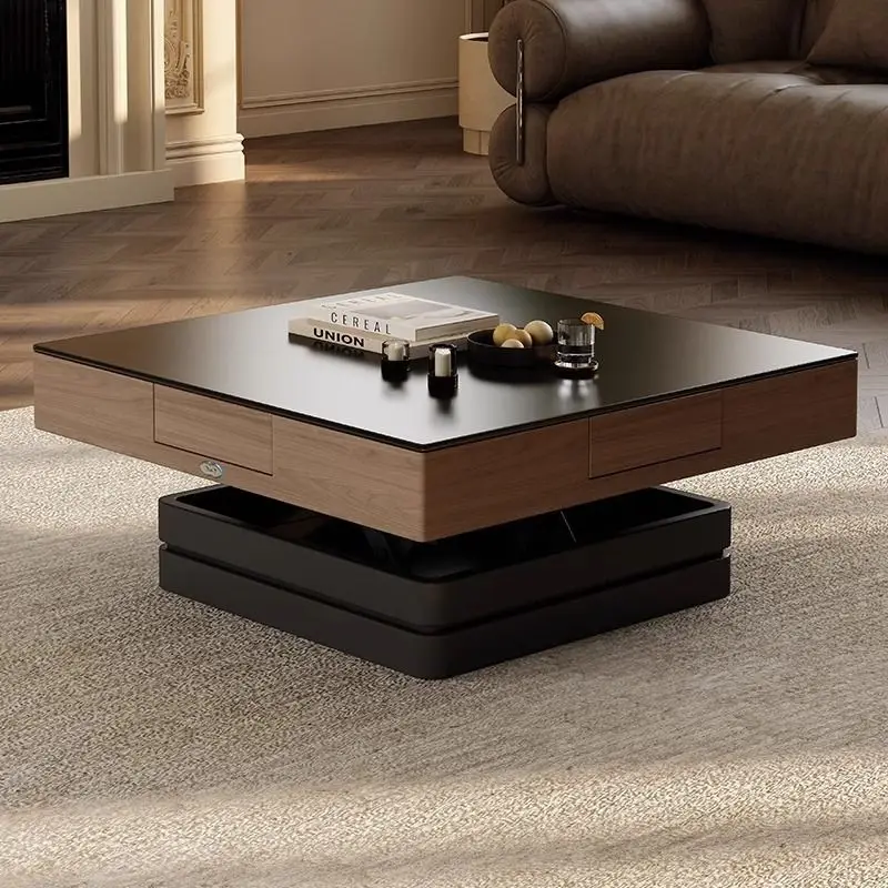 Mahjong table function lifting rock slab coffee table dining table integrated dual-purpose household small apartment