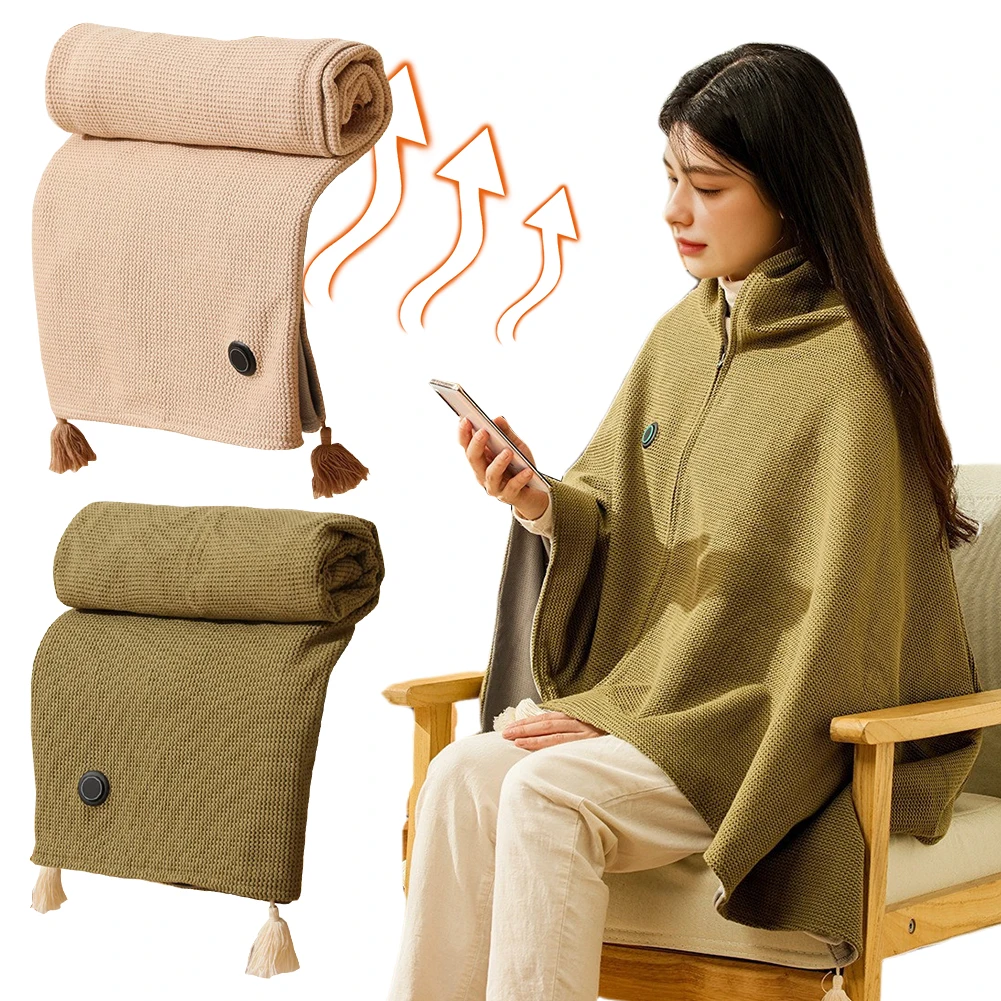 

Wearable USB Electric Heated Blanket 3 Heating Levels Heated Shawl Hands-Free Portable Body Warmer Blanket for Home Office
