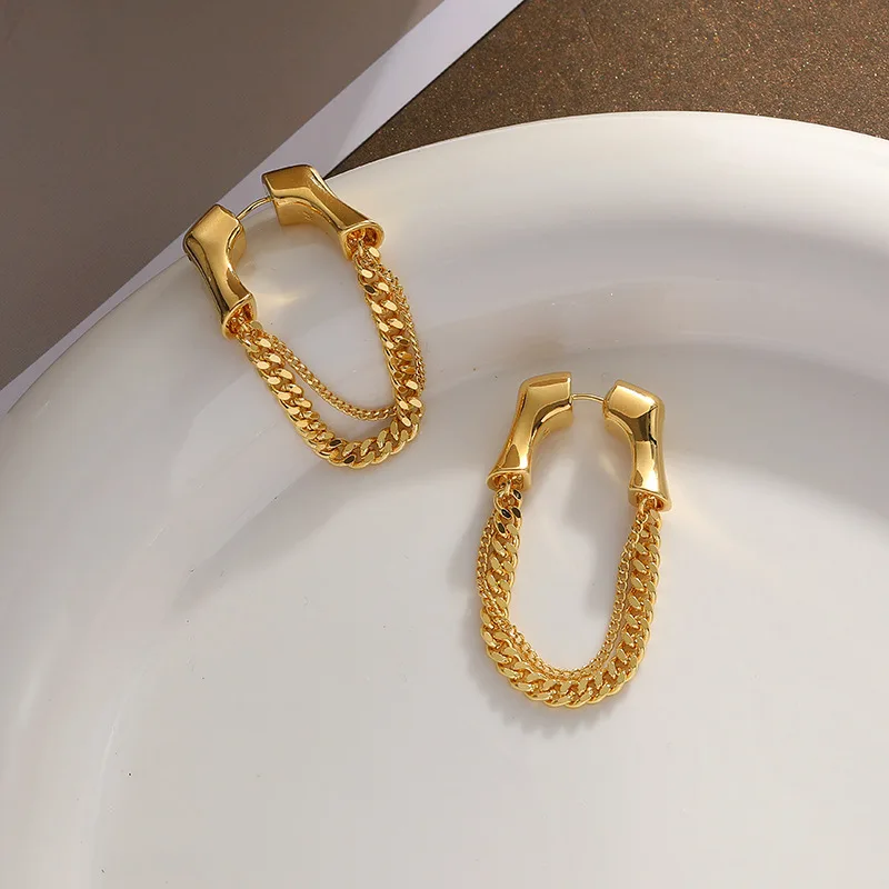 TirNaNog Unique Design Metal Chain Pendant Earrings Fashion Simple Personality Tassel Earrings Women Jewelry Gifts