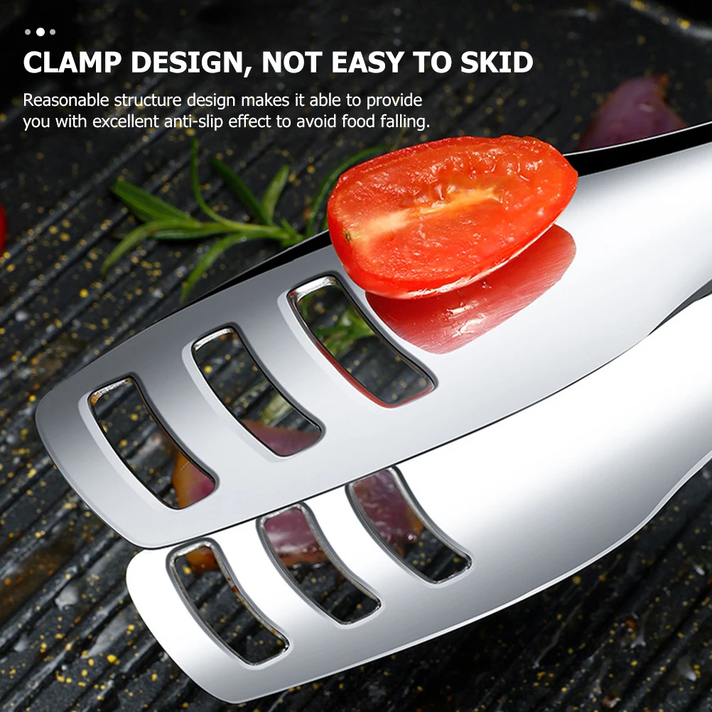 

304 Stainless Steel Food Clip Mini Kitchen Tongs Non Slip Barbecue Clamp Anti Scald Bread Steak Drainer Practical
