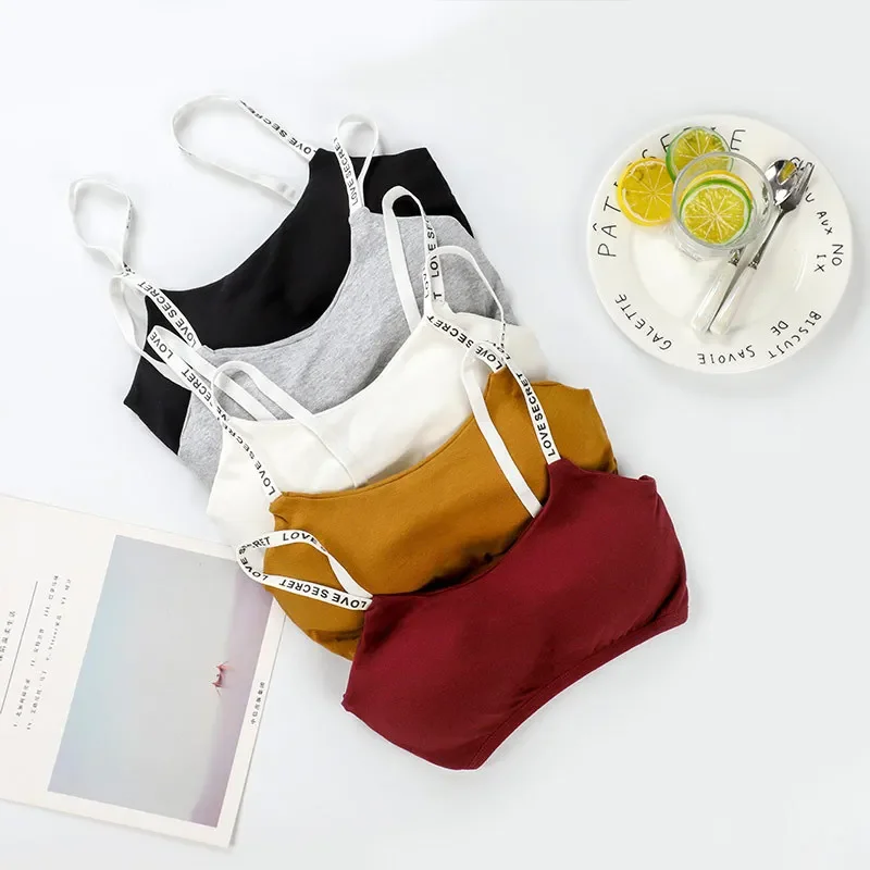 New Student Women Chest Wrapping, Beautiful Back, Hanging Strap, Small Vest Letter, No Steel Ring Sports Bra Underwear for Women