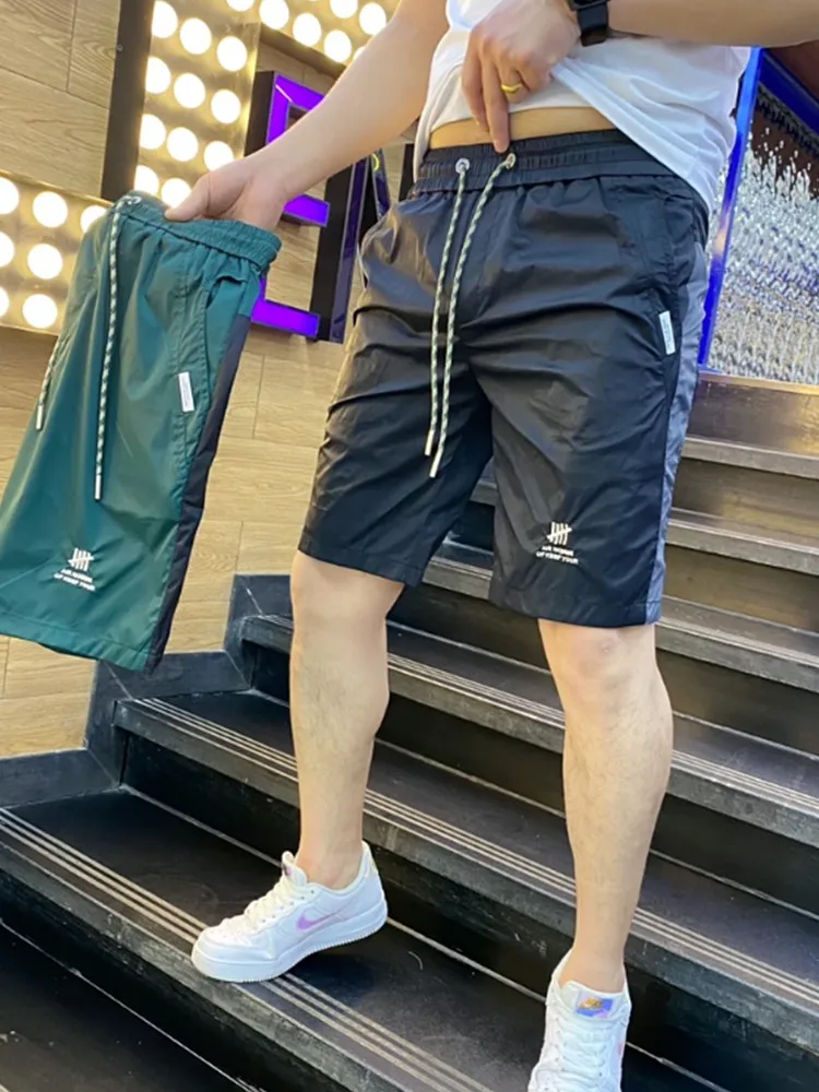 

Летние мужские шорты-бермуды из тонкой ткани с вставками, пляжные брюки 2023 года, новые прямые повседневные брюки-бермуды, молодежный стиль Vitality