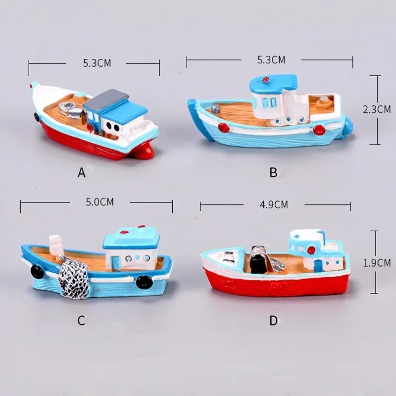 Boat Yacht Mediterranean Sea Model Figurine Aquarium Ornament Craft Decor Miniature Home Fairy Garden Decoration DIY Accessories