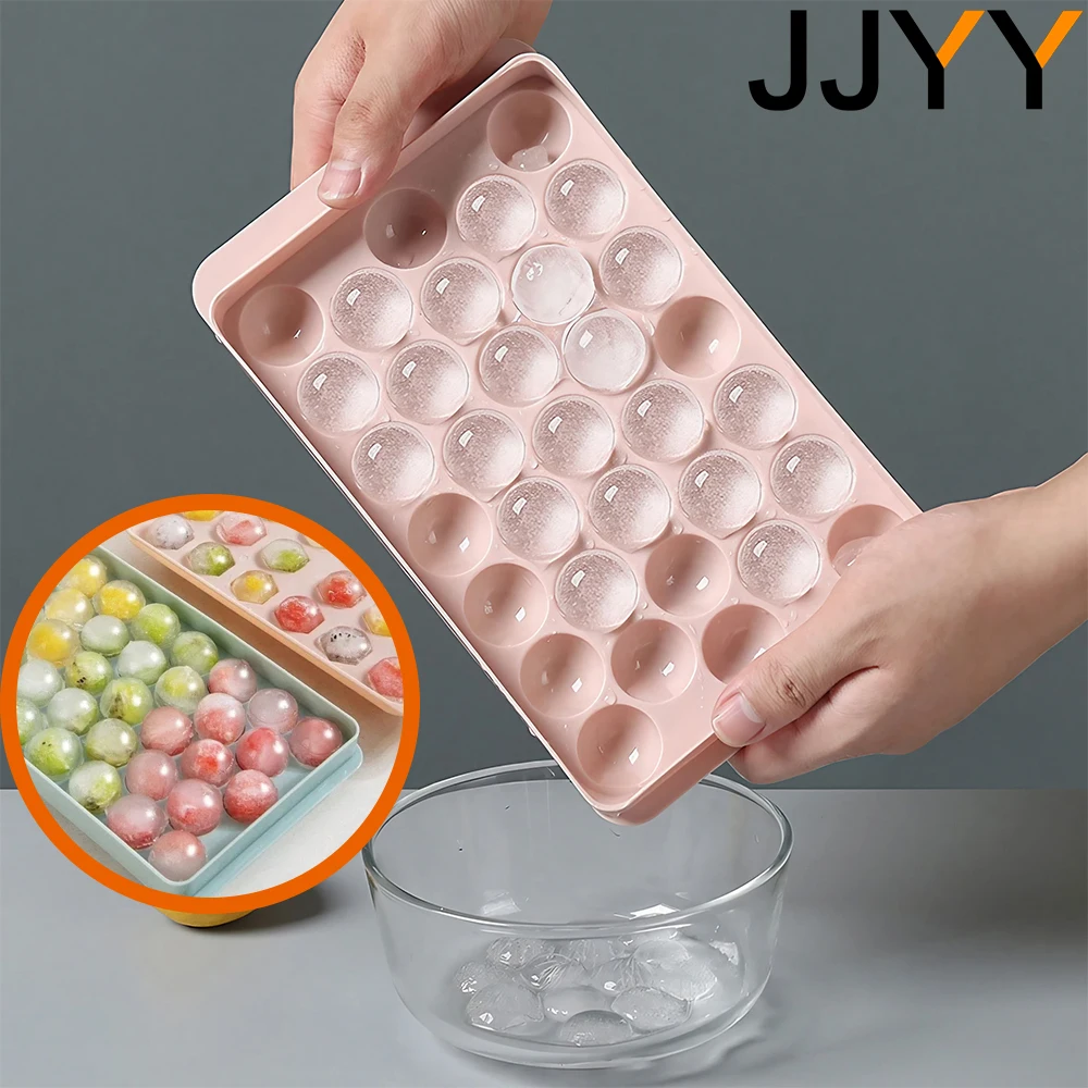 JJYY 18/33 Round Ball Ice Compartment PP Ice Cube Moulds Frozen Whisky Balls Popsicle Tray Boxes Gift Making Kitchen Tools