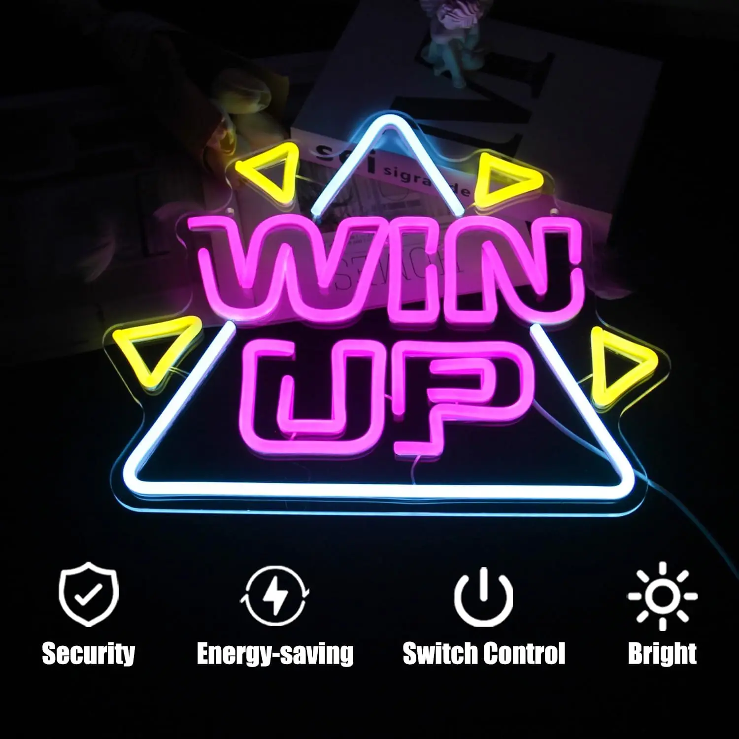 Win Up LED النيون تسجيل لعبة ديكور الحائط الوردي الأزرق الألعاب عكس الضوء 5/12 فولت USB بالطاقة ليلة ضوء لعبة غرفة ديكور ألعاب الهدايا #3