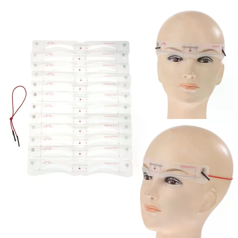 Silikon 12 Stück Augenbrauen Schablonen Make-up Zeichnung Guide Karte Vorlage Diy Zubehör