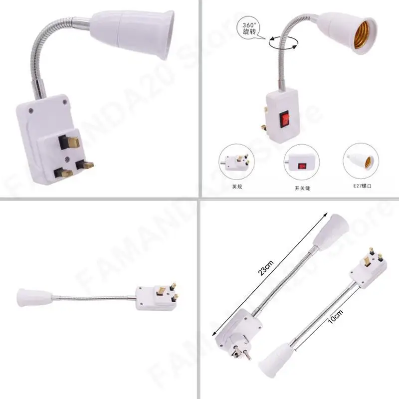 Flexible Lamp Bulb Adapter Light Bases Holder Converter On/Off Switch Converter E27 Socket EU/US/UK Plug AC 110-220V