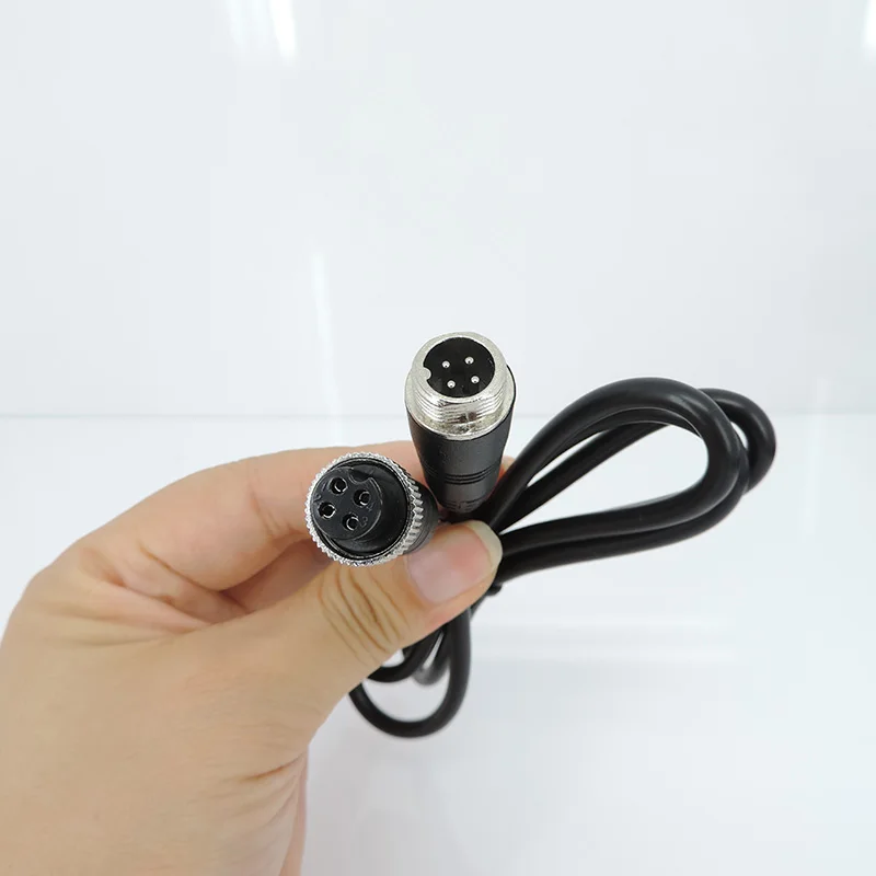 Kabel ekstensi Video penerbangan 4-Pin M12, 1M 2M 5M 7M 10M 15M 20M Untuk kamera mundur CCD Trailer Camper