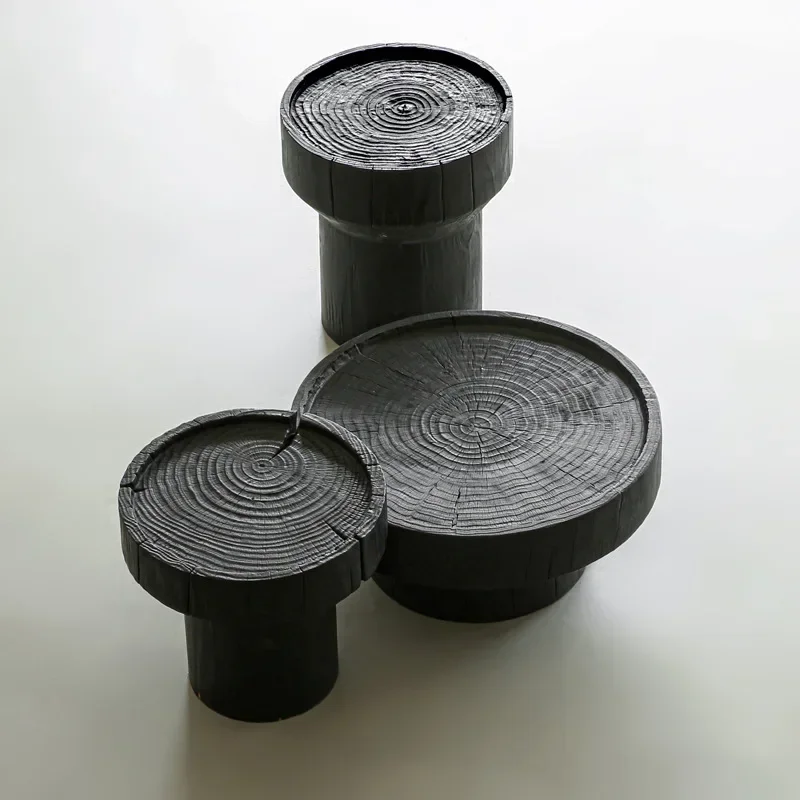 European Black Carbonized Round Coffee Tables Retro Center Table Stake Sofa Side Tea Tables Transform Couchtisch Salon Furniture