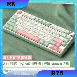 Teclado mecánico RK R75 para Gamer, accesorio inalámbrico con 3 modos, 2,4G, Bluetooth, 81 teclas, retroiluminación RGB, PBT, gran intercambio, regalo