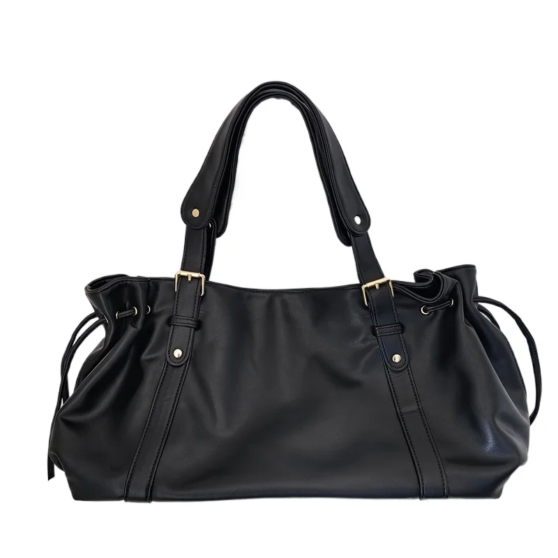 

2025 винтажная женская сумка из мягкой кожи большой вместимости со складками, женская сумка через плечо в стиле ретро, женская сумка-шоппер, сумка