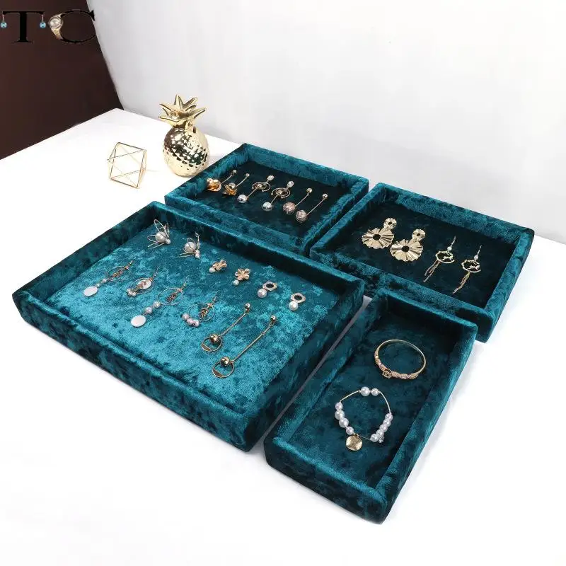 Multicolor Velvet Jewelry Display Tray Earrings Earrings Necklace Bracelet Setting Tray Jewelry Counter Display