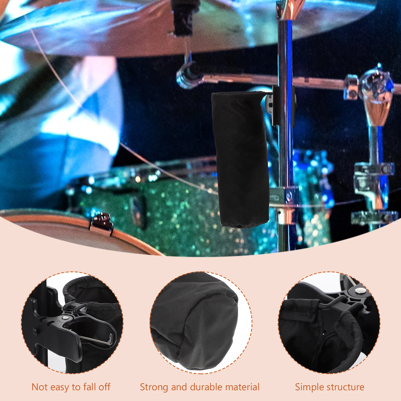 

Drum Stick Holder Storage Bucket Durable Drumstick Barrel Black Plastic Case Bag