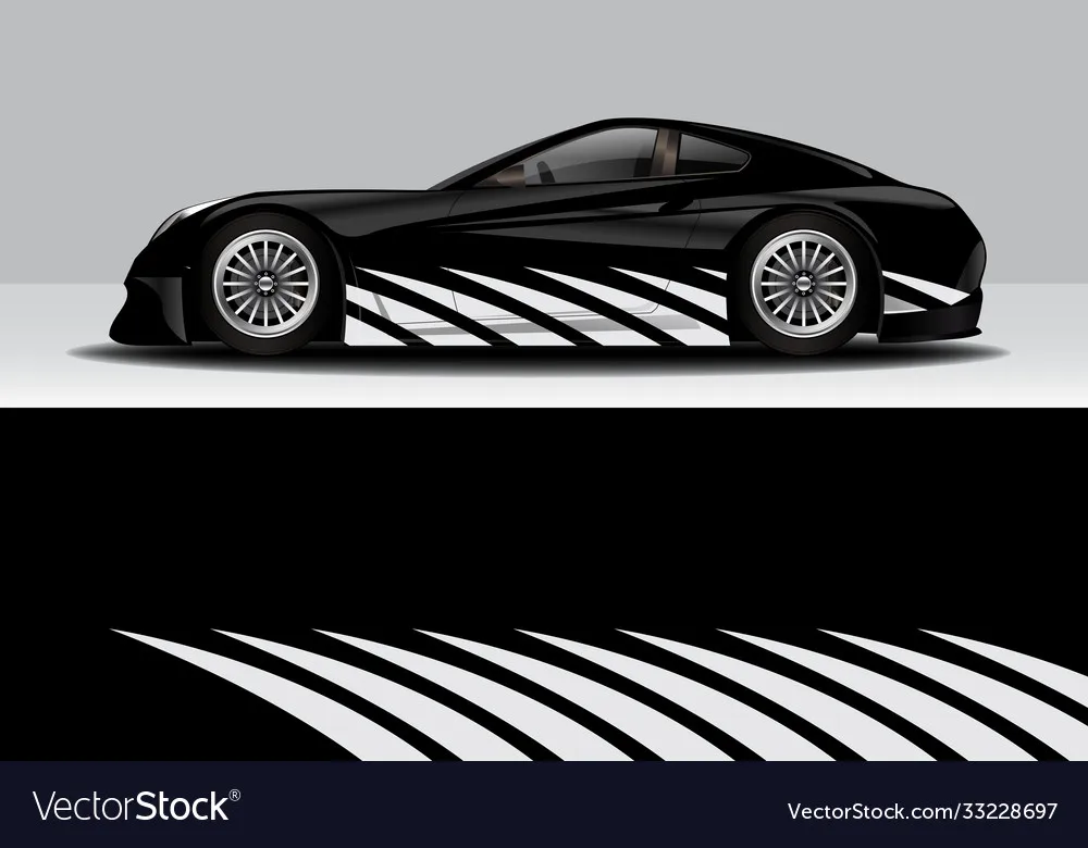 Black White Car Graphic Decal Full Body Racing Vinyl Wrap Car Full Wrap Sticker Decorative Car Decal Length 400cm Width 100cm
