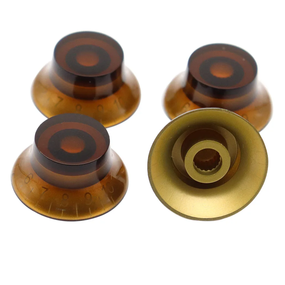 4 Pcs Guitar Top Hat Bell Speed Knobs for LP SG Guitar Knobs Coffee